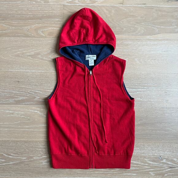 Pendleton Women's Reversible Hooded Vest Red Navy Full Zip Medium - Picture 1 of 6